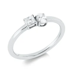 Ring aus 750 Gold Weißgold 2 Diamanten 0,31ct TW-SI B:4,4mm