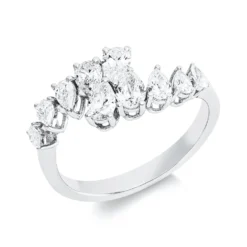 Ring aus 750 Gold Weißgold 10 Diamanten 1,07ct F-VSI/SI B:9,2mm