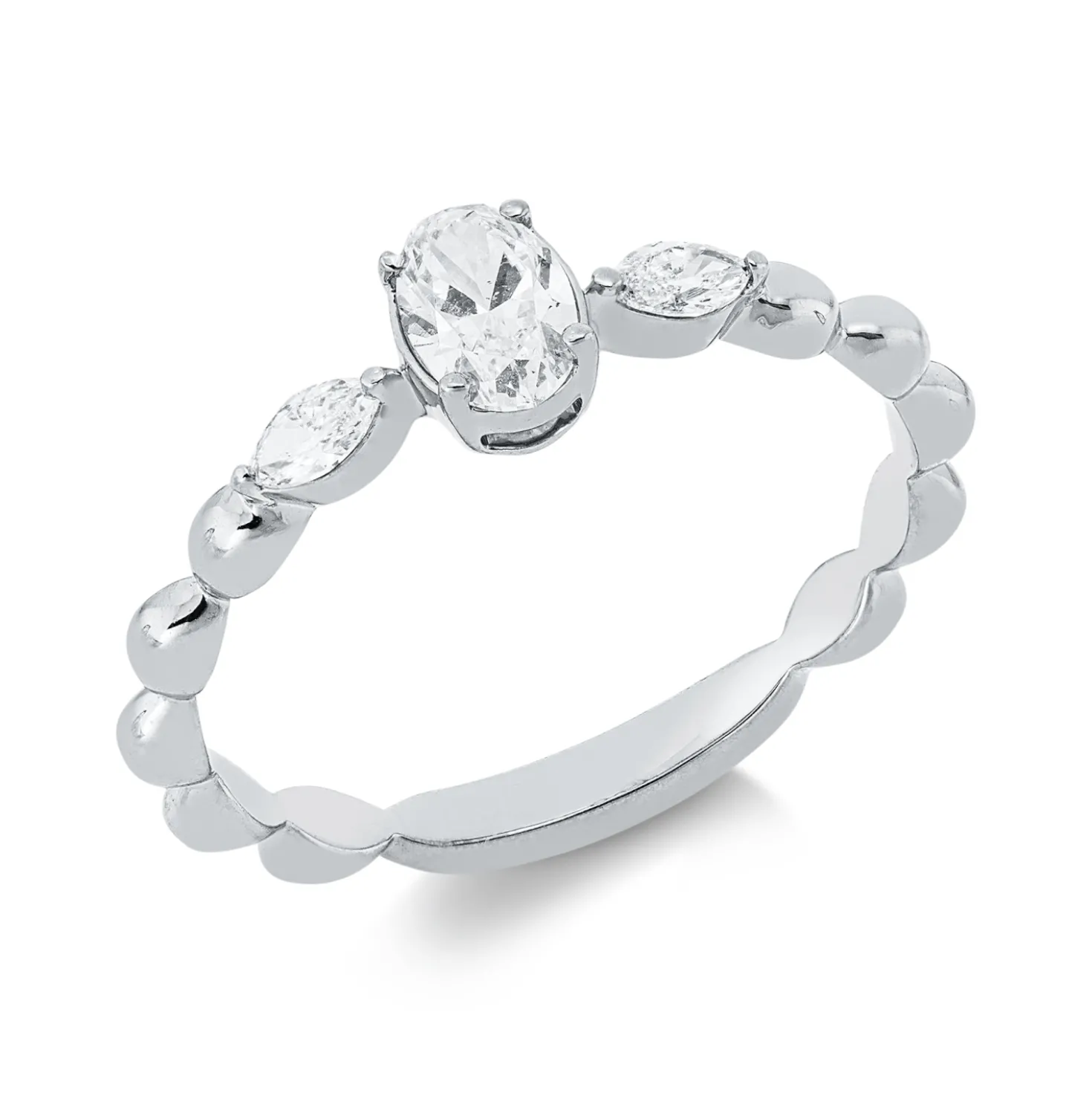 Ring aus 750 Gold Weißgold 3 Diamanten 0,43ct TW-SI B:5,5mm