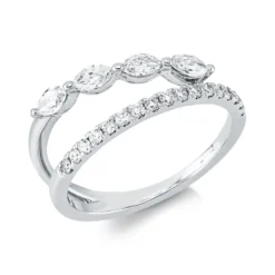 Ring aus 750 Gold Weißgold 21 Diamanten 0,6ct TW-SI B:7,1mm