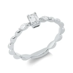 Ring aus 750 Gold Weißgold 3 Diamanten 0,34ct TW-SI B:4,4mm