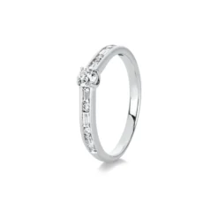 Ring aus 585 Gold Weißgold 13 Diamanten 0,48ct TW-SI B:2,4mm 4er-Krappe