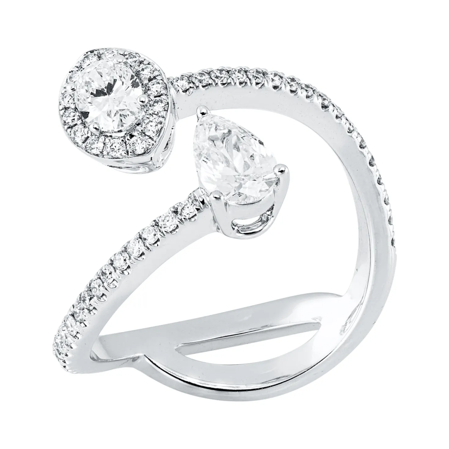 Ring aus 750 Gold Weißgold 51 Diamanten 0,91ct B:14,4mm