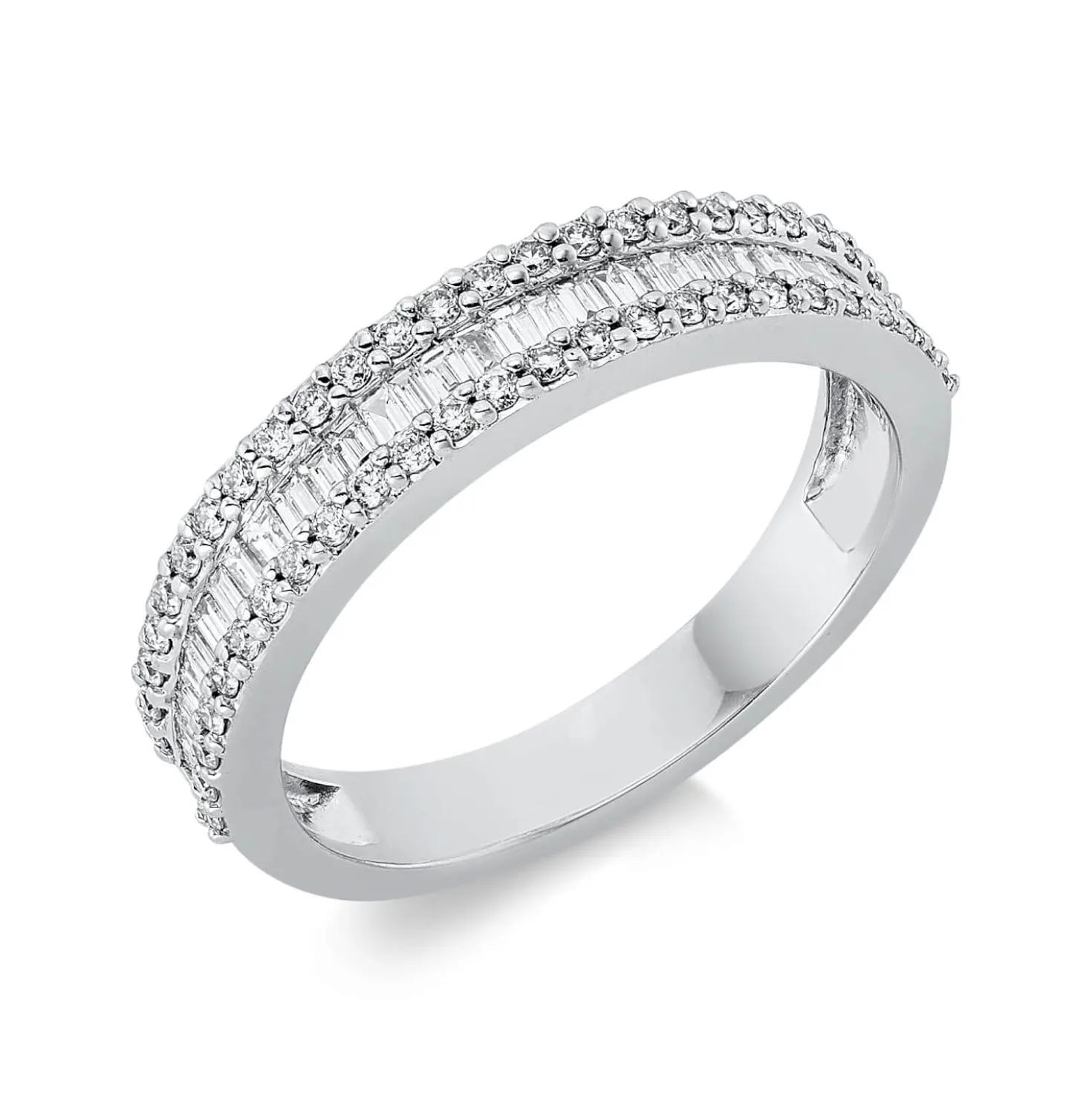 Ring aus 750 Gold Weißgold 84 Diamanten 0,54ct TW-SI B:3,3mm