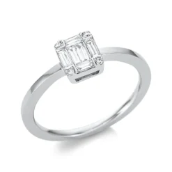 Ring aus 750 Gold Weißgold 10 Diamanten 0,3ct TW-SI B:6,7mm 4er-Krappe