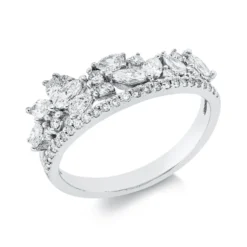 Ring aus 750 Gold Weißgold 47 Diamanten 0,77ct F-SI B:8mm