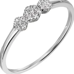 Ring aus 585 Gold Weißgold mit 21 Diamanten Brillanten 0,13 Ct Damen