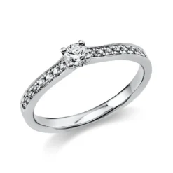 Ring aus 585 Gold Weißgold mit 17 Diamanten Brillanten 0,29 Ct. 4er-Krappe