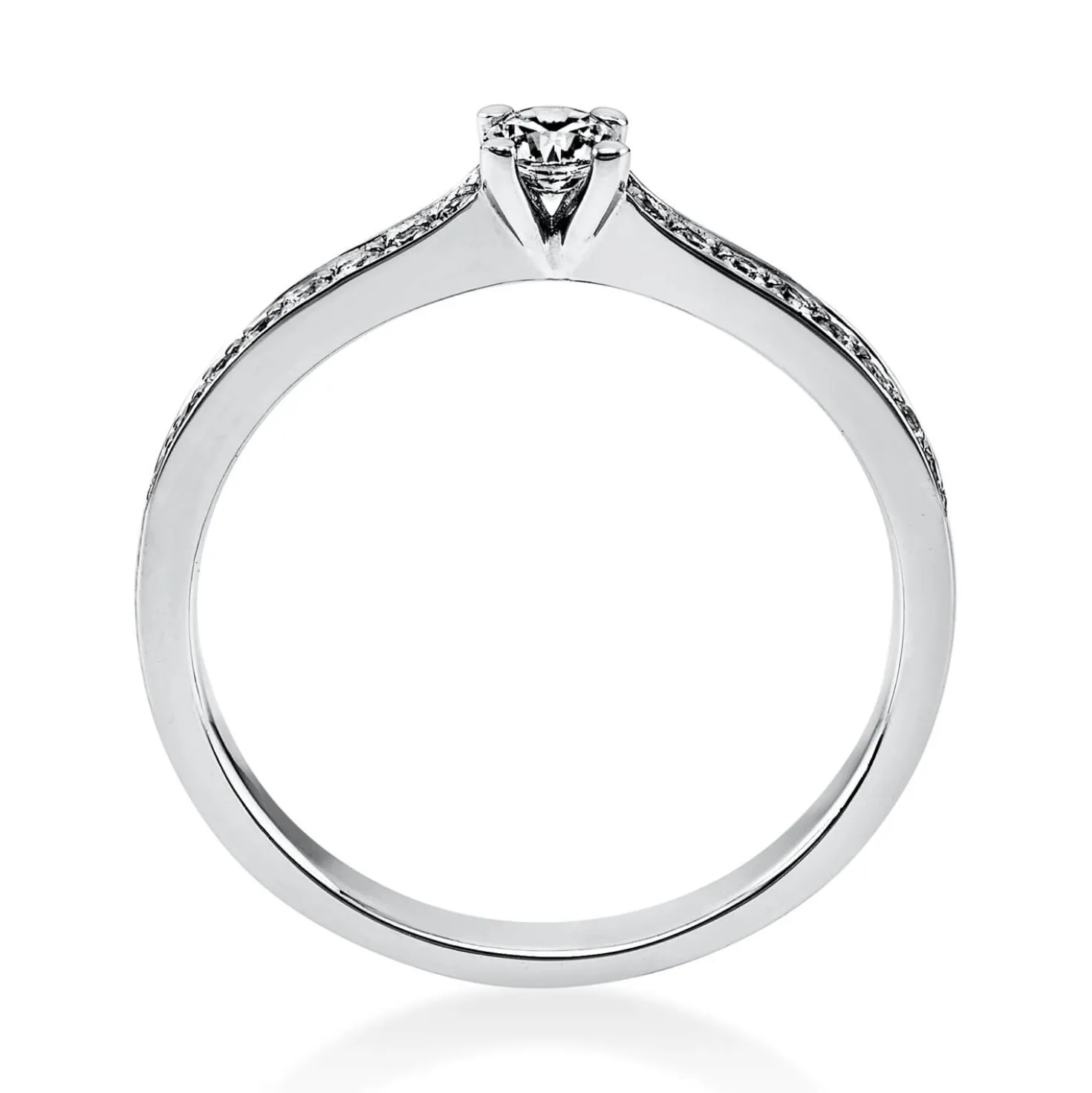 Ring aus 585 Gold Weißgold mit 17 Diamanten Brillanten 0,29 Ct. 4er-Krappe