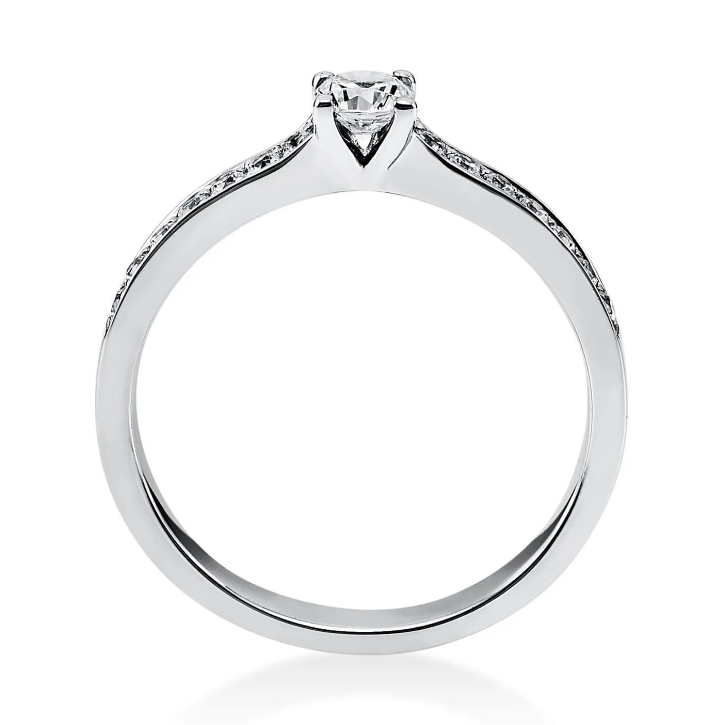 Ring aus 750 Gold Weißgold mit 17 Diamanten Brillanten 0,35 Ct. 4er-Krappe