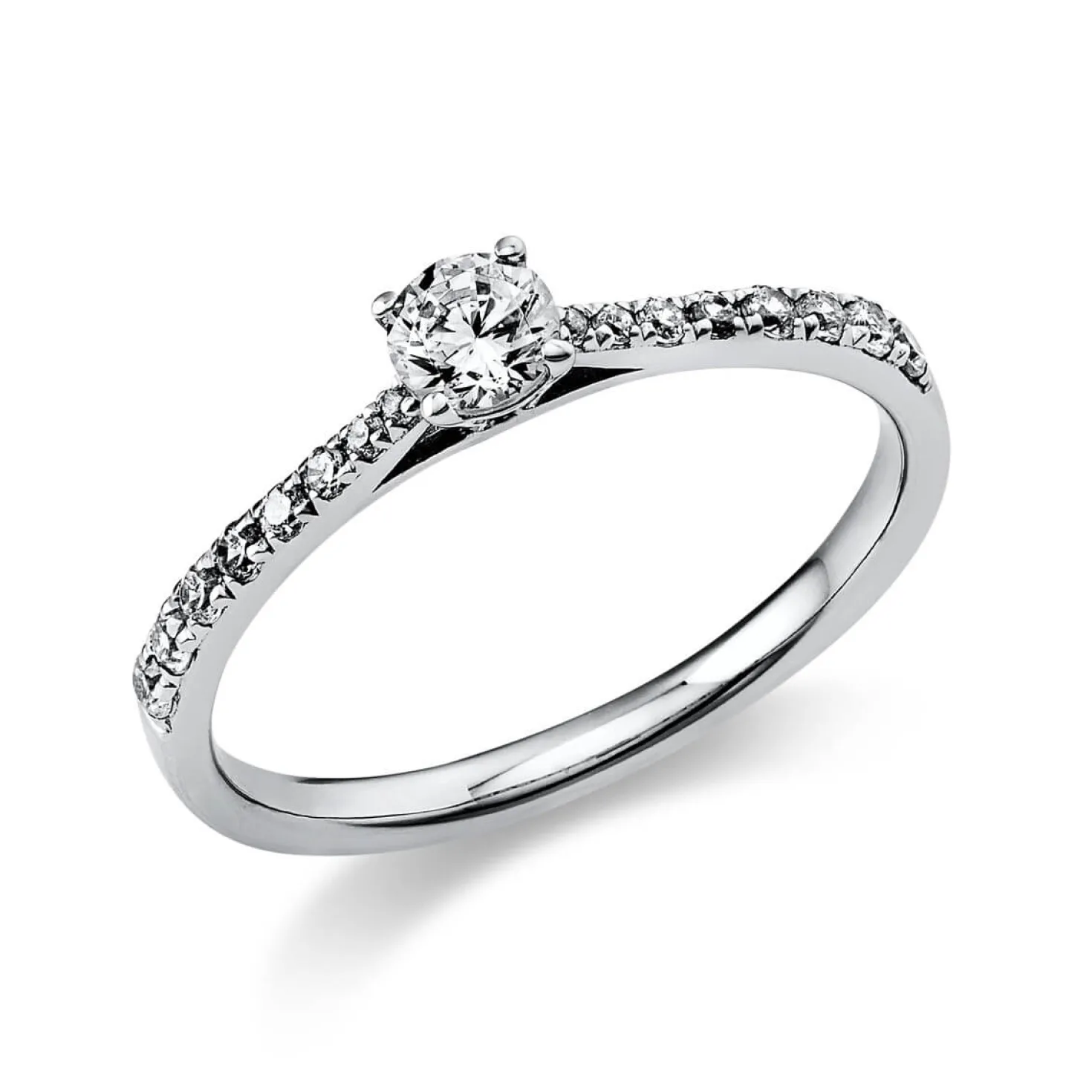 Ring aus 750 Gold Weißgold mit 17 Diamanten Brillanten 0,37 Ct. 4er-Krappe