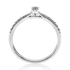 Ring aus 585 Gold Weißgold mit 19 Diamanten Brillanten 0,22 Ct. 4er-Krappe