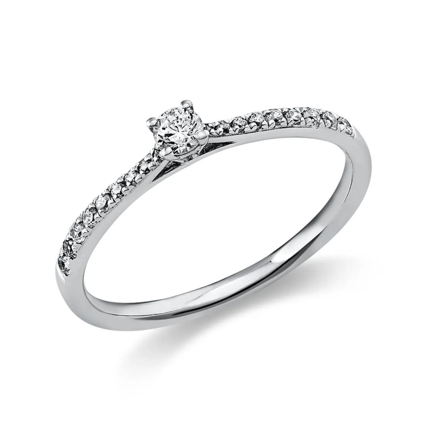 Ring aus 750 Gold Weißgold mit 19 Diamanten Brillanten 0,22 Ct. 4er-Krappe
