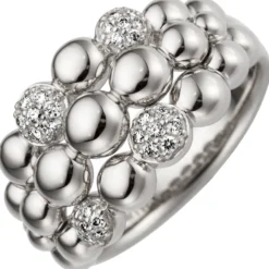 Ring aus 585 Gold Weißgold mit 28 Diamanten Brillanten 0,15ct TW/SI Fingerring