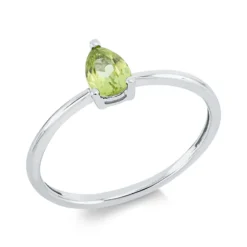 Ring aus 750 Gold Weißgold Peridot 0,43ct grün B:6,5mm 3er-Krappe