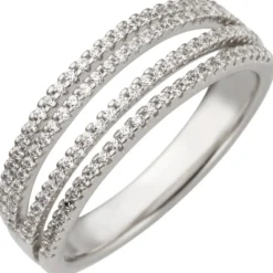 Ring aus 585 Gold Weißgold 4-reihig mit 108 Diamanten Brillanten 0,43ct W/SI