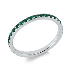 Ring aus 750 Gold Weißgold 34 Smaragde 0,45ct grün B:2mm