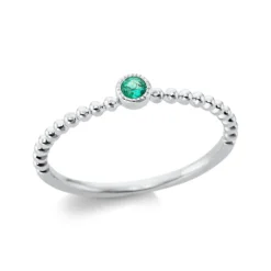 Ring aus 750 Gold Weißgold Smaragd 0,05ct grün B:3,2mm Zarge