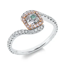 Ring aus 750 Gold weiß/rot 61 Diamanten 0,95ct B:8,8mm