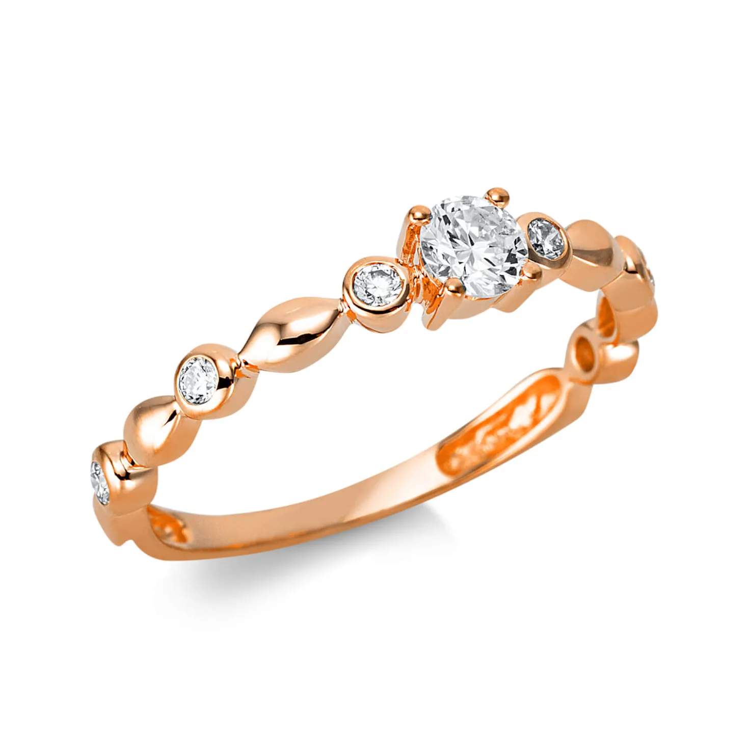 Ring aus 750 Rotgold 6 Brillanten 0,09ct TW-SI 1 Brillant 0,21ct TW-SI B:3,8mm
