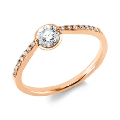 Ring aus 750 Rotgold 14 Brillanten 0,07ct m-SI 1 Brillant 0,32ct m-SI B:5mm