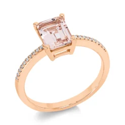 Ring aus 750 Rotgold Morganit 1,43ct rosa 20 Brillanten 0,07ct TW-SI B:8,2mm
