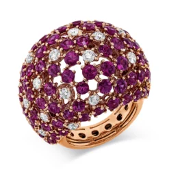 Ring aus 750 Rotgold 92 Rubine 10,33ct rot 24 Brillanten 1,57ct TW-VSI/SI B:24,5mm