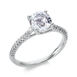 Ring aus 750 Weißgold Amethyst 1,29ct grün 44 Brillanten 0,14ct TW-SI Ø7mm