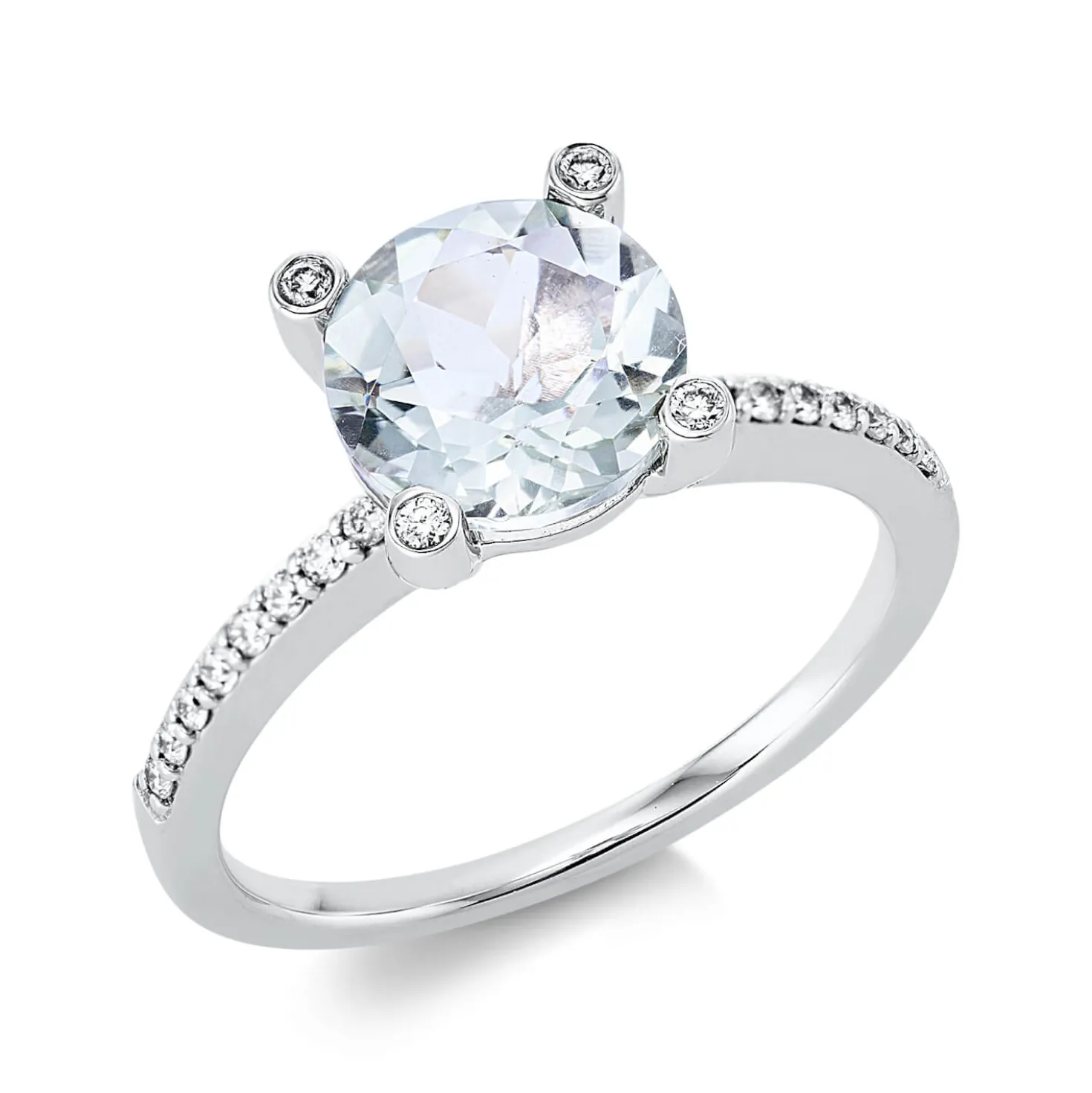 Ring aus 750 Weißgold Amethyst 1,78ct grün 36 Diamanten 0,22ct TW-SI Ø8,4mm