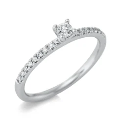 Ring aus 750 Weißgold 16 Brillanten 0,1ct TW-SI 1 Brillant 0,1ct TW-SI B:3,4mm