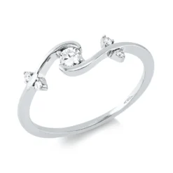 Ring aus 750 Weißgold 4 Brillanten 0,04ct TW-SI 1 Brillant 0,11ct TW-SI B:5,1mm