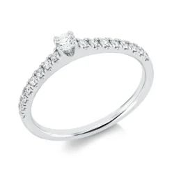 Ring aus 750 Weißgold 16 Brillanten 0,23ct TW-SI 1 Brillant 0,1ct TW-SI B:2,7mm