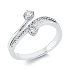 Ring aus 750 Weißgold 2 Brillanten 0,22ct W-PI 21 Diamanten 0,08ct W-SI B:10,5mm