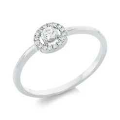 Ring aus 750 Weißgold 16 Brillanten 0,06ct TW-SI 1 Brillant 0,1ct TW-SI B:6,1mm
