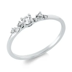 Ring aus 750 Weißgold 6 Brillanten 0,05ct TW-SI 1 Brillant 0,1ct TW-SI B:3,2mm