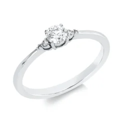 Ring aus 750 Weißgold 2 Brillanten 0,04ct W-SI 1 Brillant 0,26ct W-SI B:4mm