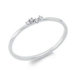 Ring aus 750 Weißgold 2 Diamanten 0,02ct TW-SI 2 Diamanten 0,01ct TW-SI B:2,5mm