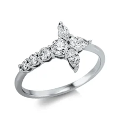 Ring aus 750 Weißgold 7 Diamanten Fanatsy-Schliff 0,65ct TW-VSI/SI H:10,7mm