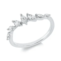 Ring aus 750 Weißgold 7 Diamanten Navette-Schliff 0,35ct TW-PI B:5,2mm