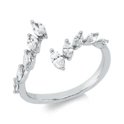 Ring aus 750 Weißgold 10 Diamanten Navette-Schliff 0,51ct TW-PI B:12,6mm