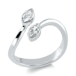 Ring aus 750 Weißgold 2 Diamanten Navette-Schliff 0,49ct F-VSI/SI B:11mm Zarge