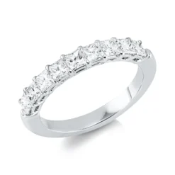 Ring aus 750 Weißgold 9 Diamanten Prinzess-Schliff 1,08ct F-VSI/SI H:3,6mm