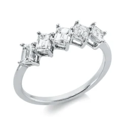 Ring aus 750 Weißgold 5 Diamanten Smaragd-Schliff 1,22ct TW-VSI/SI B:5,3mm