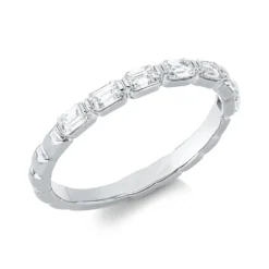 Ring aus 750 Weißgold 7 Diamanten Smaragd-Schliff 0,57ct TW-SI B:2,3mm