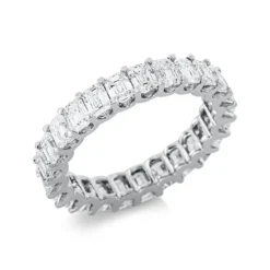 Ring aus 750 Weißgold 25 Diamanten Smaragd-Schliff 3,61ct TW-VSI/SI B:3,8mm