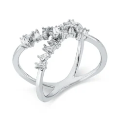 Ring aus 750 Weißgold 18 Diamanten Trapez-Schliff 0,46ct TW-SI B:11mm