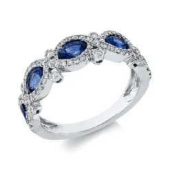 Ring aus 750 Weißgold 5 Saphire 1,58ct blau 94 Brillanten 0,43ct TW-SI B:5,7mm
