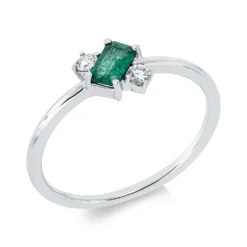 Ring aus 750 Weißgold Smaragd 0,24ct grün 2 Brillanten 0,08ct TW-PI B:6,8mm