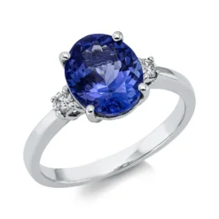 Ring aus 750 Weißgold Tansanit 2,76ct blau 2 Brillanten 0,1ct TW-SI B:9,6mm