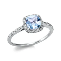 Ring aus 750 Weißgold Topas 0,9ct skyblue 34 Brillanten 0,18ct TW-SI B:8,3mm